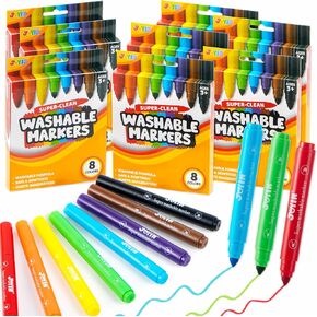 JOYIN 64 Count Washable Marker Set, Non Toxic Markers for Kids Ages 3+, School Supplies, Easter Basket Stuffers, Classroom Prizes (8 Assorted Colors, Individual Pack of 8)