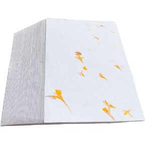 Wanderings Handmade White Deckle Edge Paper Cards with Real Flower Petals - 4"x6" Package of 50 - Paper for Cards for Announcements Invitations Crafts - Thick 150 GSM