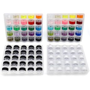 Cnyobvi 100Pcs Bobbins and Sewing Threads with Bobbin Case for Multiple Sewing Machine, Size A Class15 Pre-Wound Bobbins for Bro-Ther/Ja-Nome/El-na/Sin-ger, Black, White and Assorted Color in Saudi Arabia