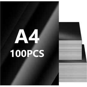 100 Sheets 8.5 x 11 Inch Metallic Black Cardstock, 250gsm Foil Mirror Card Stock, Shimmering Cardstock, Glitter Metallic Paper for DIY Craft, Weddings, Invitations, Graduations, Halloween