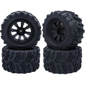 Surpass Hobby 4pcs Height 4.92" (125mm) RC Truck Wheels and Tires Set for 1/10 Monster Truck Wheels Tires for HPI/HSP/Savage XS TM Flux/ARRMA 1/10 Gorgon/KDM.Racing Successor/HNR H9801 Mars