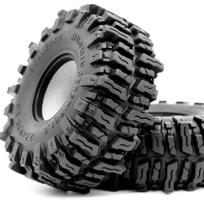 HOBBYSOUL 2pcs 1.0 Tires 64 * 25mm Soft Sticky 1.0 Mud Slingers Tires Tyres For RC Crawler 1/24 AX24 SCX24 FCX24 1/18 TRX4M Upgrade, (2 Pack)
