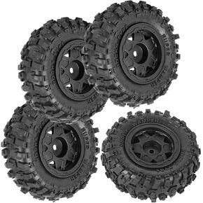 RC 1.0" Plastic Wheel hub and Tire for Upgrades 1/18 TRX4M 1/24 Axial SCX24 FCX24 Scale RC Crawler Car.Crawler Tires Wheels,4PCS.(Black-B)