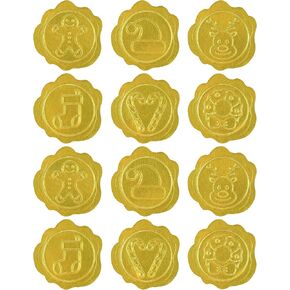 Lucleag 360PCS Embossed Christmas Envelope Seals Stickers, Christmas Gingerbread Man Hat Deer Stocking Wreath Gold Foil Stickers for Christmas Envelopes Gift Card Present Packaging Party Supplies