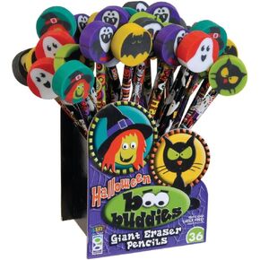 Raymond Geddes Boo Buddies Number 2 Pencils With Giant Pencil Top Erasers (Pack of 36)
