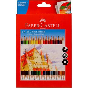 Faber Castell Bi Color Pencils, 36 Shades Pack Of 18