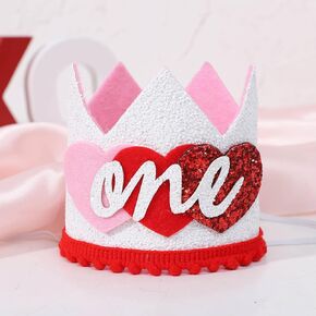 Valentine's Day 1st Birthday Crown - Our Little Sweetheart Birthday Crown, Pink and Red Hearts Birthday Hat, Valentines 1st Birthday Decoration for Girls