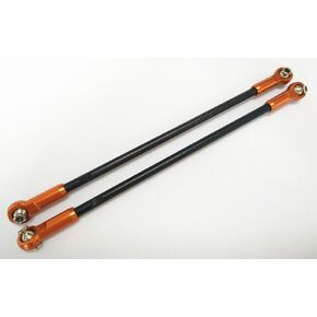 Hard Steel Rear Suspension Upper Link 6X206mm Assembled W/Aluminum Ends - 2pcs Orange for Traxxas 1/7 Unlimited Desert Racer UDR 8542