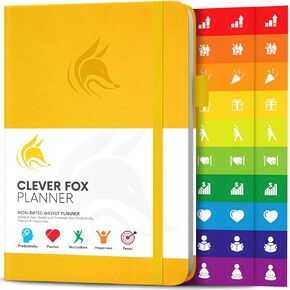 Clever Fox Planner – Undated Weekly & Monthly Planner for Productivity, Time Management & Goals – Organizer Journal – A5 (Black)