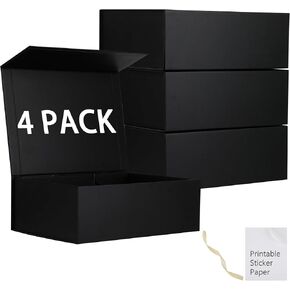 MUMUPACK 6 Pack White Gift Boxes With Lids,12x8x4.5 Inch Bridesmaid Proposal Box And Printable Stickers,Proposal Boxes With Ribbon For Wedding, Packaging, Present, Birthday
