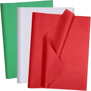 Artdly White Red Green Tissue Paper 120 Sheets Christmas Tissue Paper for Bags 14x20 Inches Multicolor Wrapping Tissue Paper Bulk for Festival Birthday Wedding Party Decoration