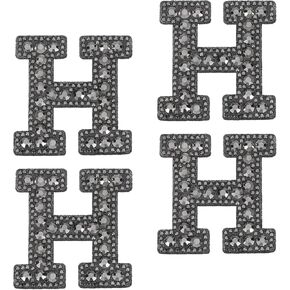 uxcell 10 Pcs Iron on Letter Patches, Letter W Rhinestone Alphabet Applique Rhinestone Pearl English Letter Sewing Patches for Clothing Hats Jeans Shoes DIY Craft, Black