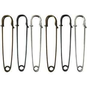 6PCS 4 Inch Heavy Duty Large Safety Pins Oversize Jumbo Safety Pins Sweater Shawl Clips Brooches Buckle Blanket Pins Bulk Wire Safety Pin Fasteners for Blankets Skirts Crafts Brooch Making