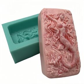 One Couple Mermaid Soap Molds Silicone Molds for Handmade Soaps Lotion Bars,Decorated Chocolate Cake Mould,Aroma Plaster Epoxy Resin Craft Silicone Mould