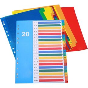 Pack of 20 Binder Dividers, Colourful A4 Folder Dividers Binder Tabs, Organised and Structured for Office Workers and Students(20 Colours)