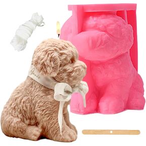5.9 Inch Large Dog Silicone Molds, Teddy Candle Mold for Soap Soy Wax DIY Handcraft, Cute Puppy Resin Mold for Party Home Dinner Festive Days Wedding Car Decoration