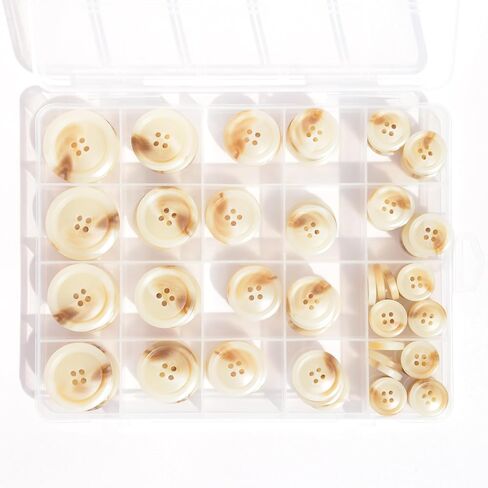 100 Pcs Resin Button Kit, 4-Hole Coat Buttons, 7 Sizes (5/8 inch -1 3/8 inch) Sewing Buttons, Button Replacement for Blazer, Suits, Sweaters, Pants & DIY Crafts in Saudi Arabia