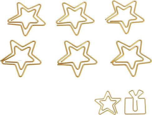 100pcs Star Paper Clips, Gold Paper Clips Star Shaped Paper Clips Cute Paperclips Small Bookmarks Planner Clips Office Supplies for Office Document File Organization School Stationery(Star Shape) in Saudi Arabia
