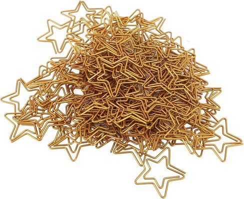 100pcs Star Paper Clips, Gold Paper Clips Star Shaped Paper Clips Cute Paperclips Small Bookmarks Planner Clips Office Supplies for Office Document File Organization School Stationery(Star Shape) in Saudi Arabia