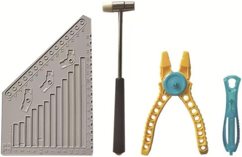 Building Blocks Tool Kit, Building Blocks Separator Tools Set, Brick Separator, Multi-Use Hammer, Measuring Ruler, Auxiliary Pliers, Compatible with Major Brands(4Pcs) (Blue) in Saudi Arabia