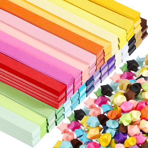 10800 Sheets Stars Origami Paper Strips 27 Colors Origami Paper Strips Double Sided Stars Paper Origami Star Paper Folding Paper Strips for Kids DIY School Art Crafts in Kuwait
