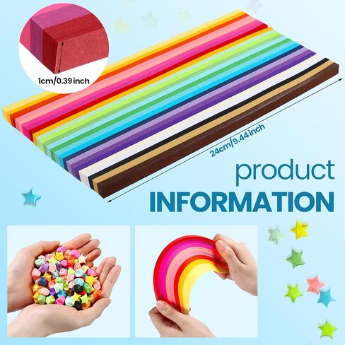 10800 Sheets Stars Origami Paper Strips 27 Colors Origami Paper Strips Double Sided Stars Paper Origami Star Paper Folding Paper Strips for Kids DIY School Art Crafts in Kuwait