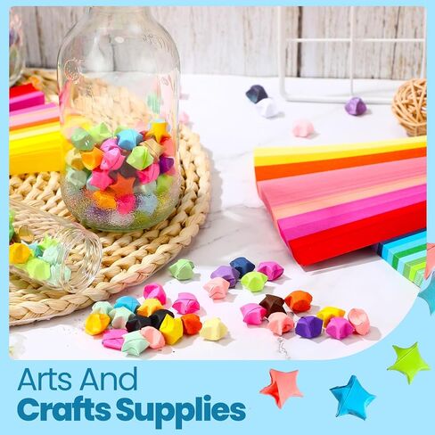 10800 Sheets Stars Origami Paper Strips 27 Colors Origami Paper Strips Double Sided Stars Paper Origami Star Paper Folding Paper Strips for Kids DIY School Art Crafts in Kuwait