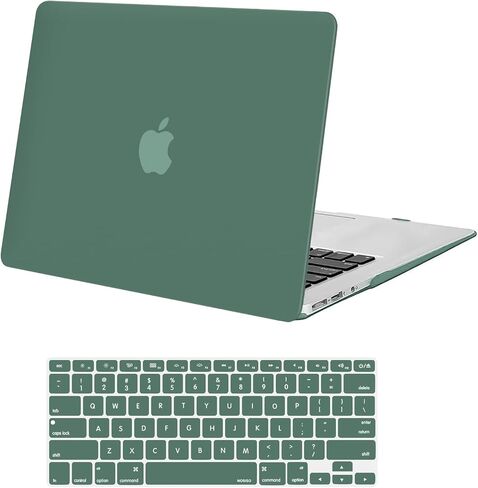 حافظة MOSISO متوافقة مع جهاز MacBook Air 13 بوصة الإصدار القديم إصدار 2010-2017 (الطرازات: A1466 وA1369)، حافظة بلاستيكية صلبة وغطاء لوحة المفاتيح، أخضر منتصف الليل in Kuwait