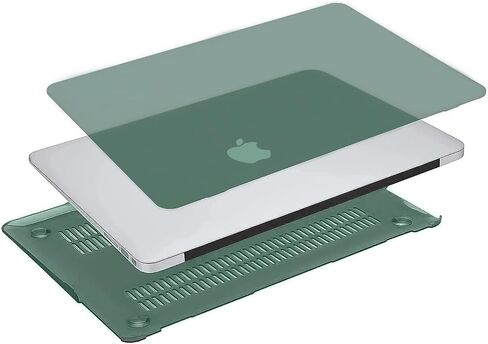 حافظة MOSISO متوافقة مع جهاز MacBook Air 13 بوصة الإصدار القديم إصدار 2010-2017 (الطرازات: A1466 وA1369)، حافظة بلاستيكية صلبة وغطاء لوحة المفاتيح، أخضر منتصف الليل in Kuwait