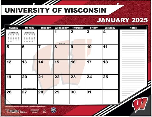 TURNER SPORTS Wisconsin Badgers 2025 22x17 Desk Calendar (25998061491) in Saudi Arabia