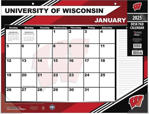 TURNER SPORTS Wisconsin Badgers 2025 22x17 Desk Calendar (25998061491) in Saudi Arabia