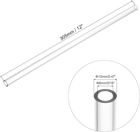 uxcell Clear Rigid Tubing 4mm(5/32'') ID x 6mm(1/4'') OD x 1Ft Length Round Plastic Polycarbonate Tube in Kuwait
