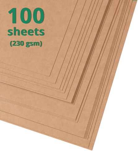 HTVRONT Brown Kraft Cardstock Paper - 100 Sheets Cardstock 8.5 x 11 Inch, Thick Cardstock for Cricut Machine, 230 GSM Brown Card Stock Printer Paper for Invitations, Drawing, DIY Cards, Scrapbooks in Saudi Arabia
