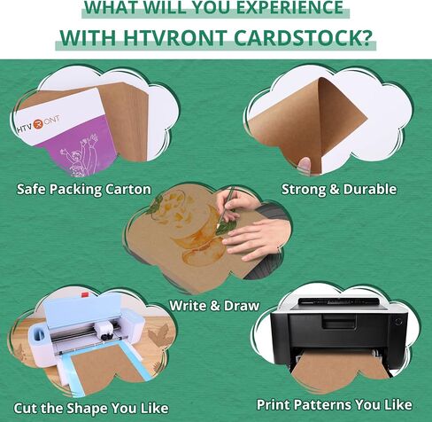 HTVRONT Brown Kraft Cardstock Paper - 100 Sheets Cardstock 8.5 x 11 Inch, Thick Cardstock for Cricut Machine, 230 GSM Brown Card Stock Printer Paper for Invitations, Drawing, DIY Cards, Scrapbooks in Saudi Arabia