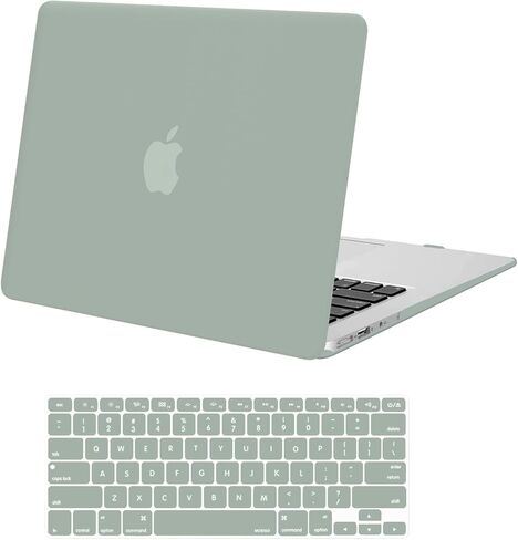 حافظة MOSISO متوافقة مع جهاز MacBook Air 13 بوصة الإصدار القديم إصدار 2010-2017 (الطرازات: A1466 وA1369)، حافظة بلاستيكية صلبة وغطاء لوحة المفاتيح، أخضر منتصف الليل in Saudi Arabia