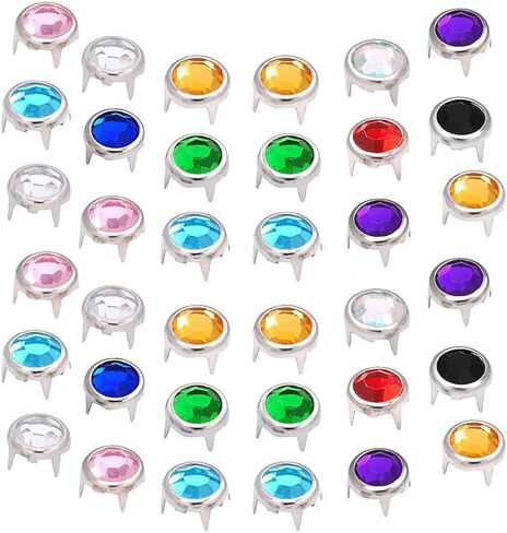 GSHLLO 100 Pcs 8mm Rhinestone Craft Studs Round Crystal Rivets Colored Clothes Rivets DIY Leather Rivets Metal Fabric Studs for Shoes Bags in Saudi Arabia
