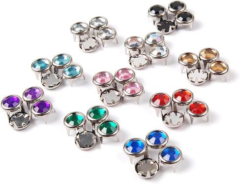 GSHLLO 100 Pcs 8mm Rhinestone Craft Studs Round Crystal Rivets Colored Clothes Rivets DIY Leather Rivets Metal Fabric Studs for Shoes Bags in Saudi Arabia