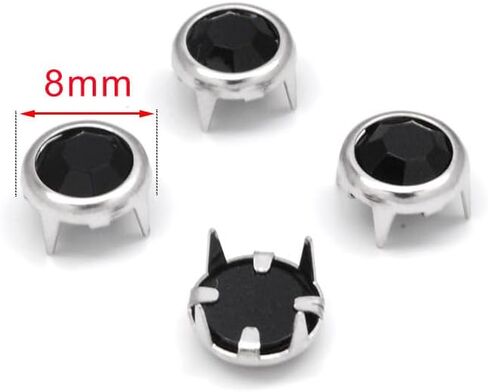 GSHLLO 100 Pcs 8mm Rhinestone Craft Studs Round Crystal Rivets Colored Clothes Rivets DIY Leather Rivets Metal Fabric Studs for Shoes Bags in Saudi Arabia