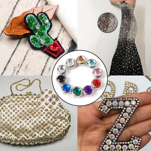 GSHLLO 100 Pcs 8mm Rhinestone Craft Studs Round Crystal Rivets Colored Clothes Rivets DIY Leather Rivets Metal Fabric Studs for Shoes Bags in Saudi Arabia