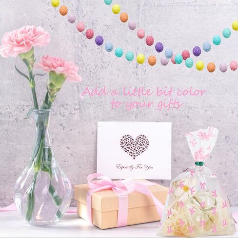SOMIOCO Clear Gift Bags 6X11In 100PCS Cello Cellophane Treat Bags Party Favor Bags Clear Candy Cookie Bags Plastic Poly Goodie Bags with Twist Tie for Birthday,Baby shower,Wedding,party(Pink Bow) in Kuwait