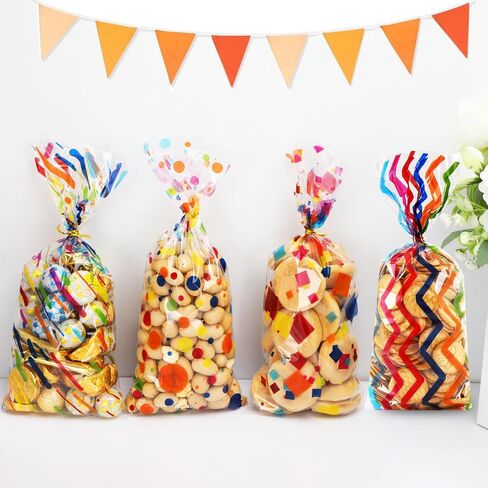 SOMIOCO Clear Gift Bags 6X11In 100PCS Cello Cellophane Treat Bags Party Favor Bags Clear Candy Cookie Bags Plastic Poly Goodie Bags with Twist Tie for Birthday,Baby shower,Wedding,party(Pink Bow) in Kuwait
