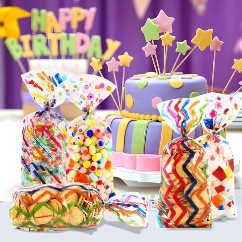 SOMIOCO Clear Gift Bags 6X11In 100PCS Cello Cellophane Treat Bags Party Favor Bags Clear Candy Cookie Bags Plastic Poly Goodie Bags with Twist Tie for Birthday,Baby shower,Wedding,party(Pink Bow) in Kuwait