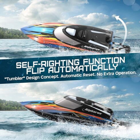 قارب ALPHAREV RC - R308 32+ KPH قارب سريع للتحكم عن بعد لحمام السباحة والبحيرة مع هيكل قارب سريع مغمور بالماء، حقيبة محمولة، ضبط ذاتي، عرض توضيحي بمفتاح واحد، قوارب سباق RC بتردد 2.4 جيجا هرتز للبالغين والأطفال in Saudi Arabia