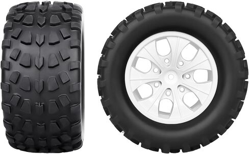 عجلات وإطارات سداسية 12 مم من HobbyPark لشاحنات بمقياس 1/10 متوافقة مع Traxxas Rustler Stampede Hoss 2wd 4x4 Vxl بدون فرشاة Redcat Volcano Pro (حواف سوداء ملتصقة مسبقًا) in Kuwait