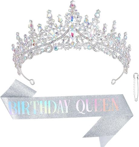 Semato Birthday Crowns and Birthday Queen Sash Glitter Kit for Women and Girls Birthday Decorations Crown Sash Happy Birthday Girl Tiara Princess Birthday Party Supplies and Favors (Rose gold) in Saudi Arabia