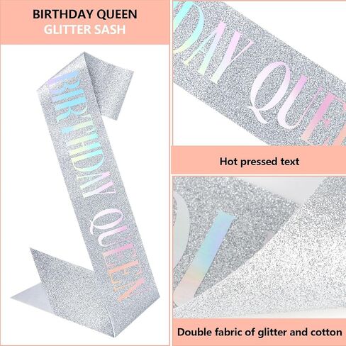 Semato Birthday Crowns and Birthday Queen Sash Glitter Kit for Women and Girls Birthday Decorations Crown Sash Happy Birthday Girl Tiara Princess Birthday Party Supplies and Favors (Rose gold) in Saudi Arabia