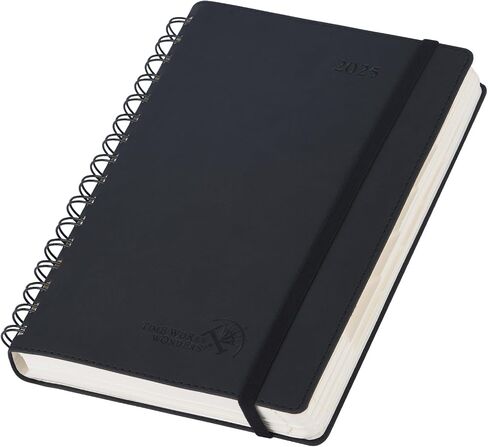 POPRUN 2025 Daily Planner One Page per Day (Leather Softcover - A5 Medium Size - 5.5'' x 8.5'') - 2025 Daily Calendar Hourly Appointment Book with Pocket, Monthly Tabs, Pen Holder, Pacific Green in Saudi Arabia