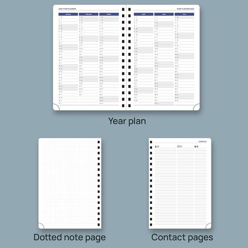 POPRUN 2025 Daily Planner One Page per Day (Leather Softcover - A5 Medium Size - 5.5'' x 8.5'') - 2025 Daily Calendar Hourly Appointment Book with Pocket, Monthly Tabs, Pen Holder, Pacific Green in Saudi Arabia