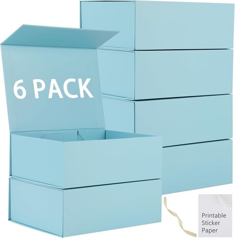 MUMUPACK 6 Pack White Gift Boxes With Lids,12x8x4.5 Inch Bridesmaid Proposal Box And Printable Stickers,Proposal Boxes With Ribbon For Wedding, Packaging, Present, Birthday in Kuwait