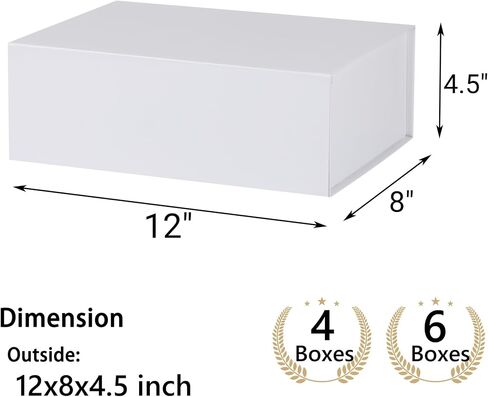 MUMUPACK 6 Pack White Gift Boxes With Lids,12x8x4.5 Inch Bridesmaid Proposal Box And Printable Stickers,Proposal Boxes With Ribbon For Wedding, Packaging, Present, Birthday in Kuwait